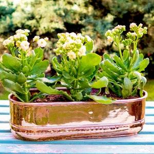 Long Copper Planter Pot, Windowsill Rectangular Planter, Copper Plant Pot 15'', Flower Box, Herb Planter Box, Modern Planter