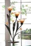 3 AMBER ORANGE LILY FLOWER WEDDING TABLE DECORATIONS CANDLE HOLDER CENTERPIECES