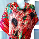 Luxury Sunflowers SILK SCARF Red Yellow Gold Green Blue Floral Roses Design Large Neck Wrap Headband Hair Tie Women Fashion Accessories Gift