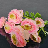 Ranunculus Pink BlossomS Silk 5 Stems Bouquet Artificial Faux High Quality 39cm/19 in Height by Milda Smilga