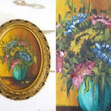 Framed original painting - Bouquet of peonies - 50s-60s