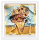 Silk Square Scarf, Women's Scarf, Van gogh sunflower scarf, Fashion Scarf, Headband,  flower scarf ,Van Gogh's Sunflowers,55*55cm/#3