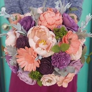 Light Purple and Pink Sola Flower Bouquet, Spring Bridal Bouquet, Peony Bouquet