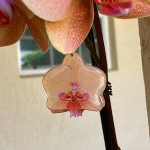 Orchid Earrings, Orange Orchid Plant Jewelry, Peach Flower Earring, Resin Flower Earring, Orchid Gift, Floral Earring, Phalaenopsis Orchid