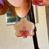 Orchid Earrings, Orange Orchid Plant Jewelry, Peach Flower Earring, Resin Flower Earring, Orchid Gift, Floral Earring, Phalaenopsis Orchid