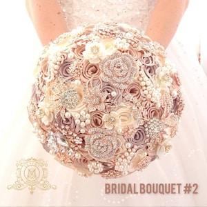 Champagne rhinestone crystal rose gold brooch bouquet.