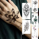 Flower Temporary Tattoo For Women Girls Snake Peony Lily Rose Chains  Sticker