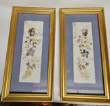 Vintage Framed Pressed Dried Flowers Art Wall Decor Bouquet Picture Set Signed
