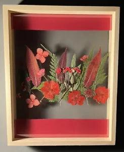 Red Framed Pressed Flower Art