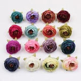 Mini Rose Peony Head Silk Artificial Flower For Wedding Home Decoration Wreath