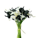 20pcs Flowers Artificial Calla Lily Silk Flowers 13.4" for Black and White