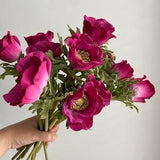 Faux Anemone Flower Stem - Artificial Floral / Wedding / DIY / Home Decoration / Centerpieces / Gifts / Fuchsia Pink