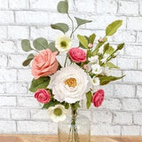 Peony, Rose, Stock, Ranunculus, felt flower arrangement