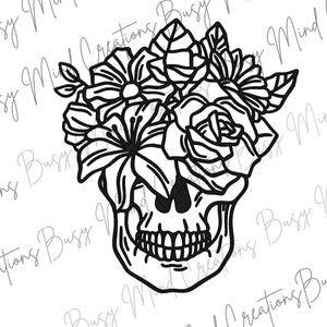 Skull - Floral Car Decal- Skull Floral Car Decal- Car Accessories- Car Sticker- Sticker- Laptop Sticker- Skull Gifts