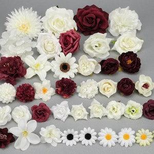 41Pcs Artificial Flowers Rose Peony Flowers Head Combo Set/Mixed Style Simulation Flower/4-13cm DIY Flower Kit for Wedding Bouquets Decor