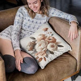 Contemporary Elegance Peach and Cream Peony Bouquet Pillow - Modern Minimalist Floral Art Print - Perfect for Home Decor
