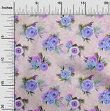 oneOone Cotton Poplin Fabric Watercolor Leaves & Peony Floral Fabric-8Oo