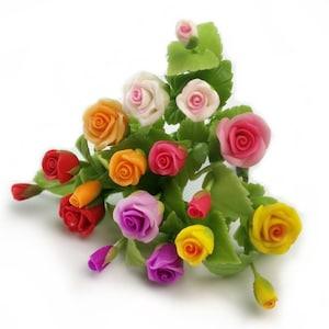 6 of Dollhouse Miniature accessories Fairy Garden Ornament Artificial Blank Colorful Rose Bouquet Plant 1:12 Scale
