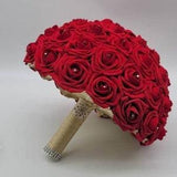 Red Bridal Bouquet, Red And Gold Bouquet, Bridesmaids Bouquet,Toss Bouquet,Matching Boutonnieres & Corsages, Custom Colors Available