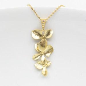 Gold-plated chain, blossoms, orchids, flowers, wedding jewellery, bridal jewellery