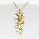 Gold-plated chain, blossoms, orchids, flowers, wedding jewellery, bridal jewellery