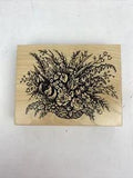 Flower basket PSX K-787 rubber wood stamp botanical roses lily 1993 usa Calif