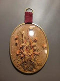 Vintage MCM Gold Tone Convex Frame Dried Flower Wall Art Burlap Background 7"x5"