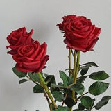 Roses. Red polymer clay roses for home decor. Red bouquet of roses for interior and as a gift. Realistic rose. Branches of roses.