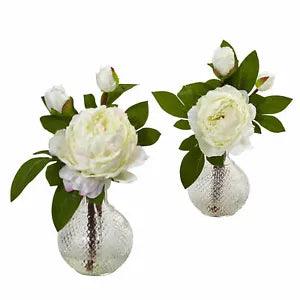 11??? Peony With Vase Elegant Accent Flower Home Decor Nearly Natural 2 Pcs