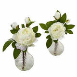 11??? Peony With Vase Elegant Accent Flower Home Decor Nearly Natural 2 Pcs