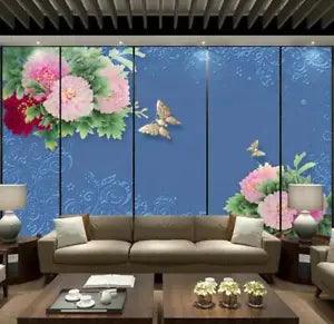 3D Pink Peony Flower G2871 Wallpaper Wall Murals Removable Self-adhesive Honey