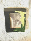 Photo Frame Calla Lilies Black Enamel Easel Back 4" Wide x 5" Tall 3x3-3/4 Pic