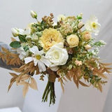 Yellow bridal bouquet, Faux yellow roses, Rustic wedding flowers, Wildflower bouquet, Rust green bouquet, Faux yellow flower, Fall bouquet