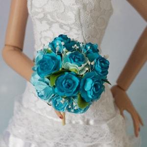 Tonner Ellowyne Cami  Wedding bouquet, Blue/Turquoise Roses, Posy, OOAK Tyler Sydney