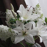 Lilac and lilies bouquet from cold porcelain Flower arrangement Shabby chic Rustic wedding bouquet Botanical sculpture Flowers for  interior
