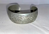 Vintage KIRK Stieff Pewter Carnation Flower Cuff Bracelet 900-1