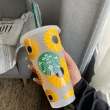 SUNFLOWER STARBUCKS CUP | Flowers | tumbler | cold cup | custom cup | reusable cold cup | personalized tumbler |