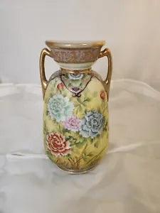 GORGEOUS RARE NIPPON VASE W/OPEN CARNATIONS MARKED ca 19c MORIMURA BROTHERS