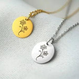 Circle Birth Month Birth Flower Necklace Personalized, Mothers day Gift
