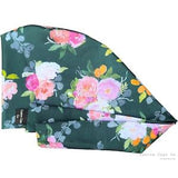 Pink Peony Bouquet on Green Surgical Scrub Hat, Women's Watercolour Flower Pixie Scrub Cap | Custom Caps Co.