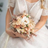 Romantic rustic autumn flower bouquet Bridal bouquet Orange and ivory wedding bouquet Fall Bridal accessories Peach Handmade bouquet Magaela