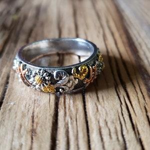Dragonfly Carved Ring/ Personality Mood Sunflower Leaf Ring /Engagement Ring/Statement Ring/Jewelry Anniversary Gift