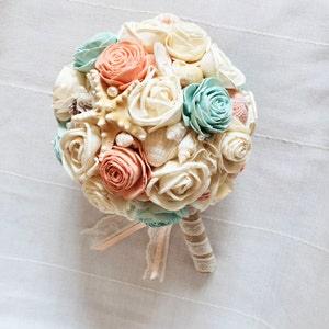 Shell Bouquet, Sola flowers, Bridal Bouquet Sea, Bridesmaid Bouquet Sea, Beach Wedding, Nautical Wedding, Starfish