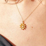 14K Gold SUNFLOWER PENDANT NECKLACE sunflower gift for her Gold filled delicate necklace with sunflower charm  14k gold pendant necklace