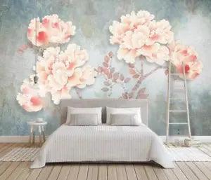 3D Pink Peony Flower ZHUA2598 Wallpaper Wall Murals Removable Self-adhesive Amy