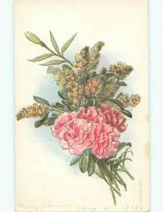 Pre-Linen BEAUTIFUL PINK CARNATION FLOWERS : make an offer k4551