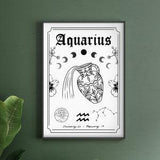 Aquarius Zodiac Astrology Art Print | A5 A4 A3 | Air Star Sign | Unique Gift | Water Bearer | Boho Wall Decor