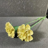 Porcelain Flower Yellow/White Carnation Long Stemmed Bone China 12