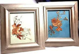 2 Wood Framed VTG Pressed Dried Flowers Autumn Colors on Matt Board 4X5 MCM