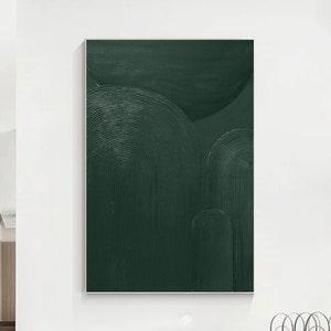 Modern Abstract Hunter Green Painting Original Painting Heavy Textured Art Dark Green Acrylic Painting Palette Knife Art Large Wall Decor